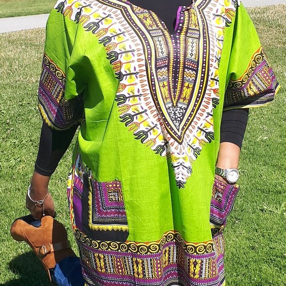 Lime Green Dashiki Shirt - Picture 1 of 1
